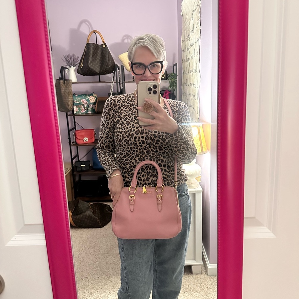 Miu Miu Rose Leather Satchel with Gold Accents - Picture 12 of 15